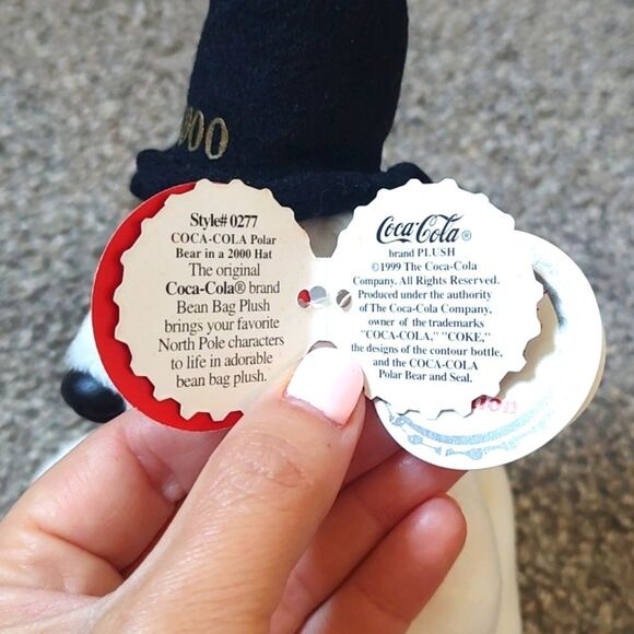 Style #0277 Coca Cola Bean Bag Plush Polar‎ Bear In A 2000 Hat - Picture 10 of 15